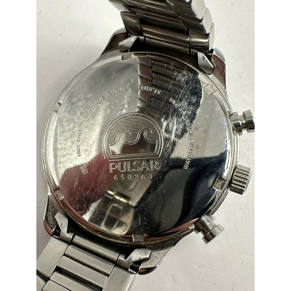 Pulsar VR43-X001 Solar Mens Chronograph Watch Works 44MM 8